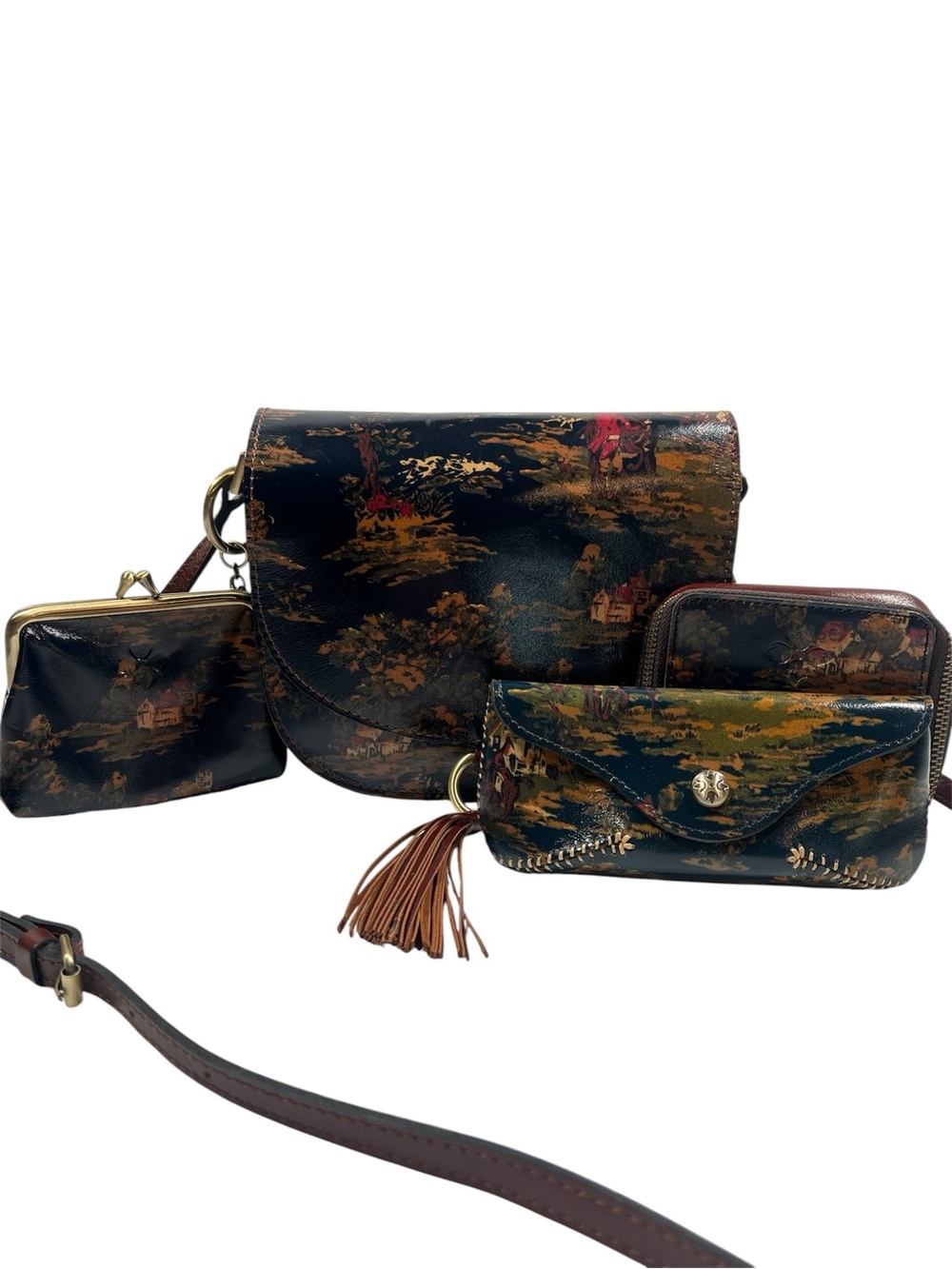 Patricia Nash Purse Crossbody Bag Kent Countryside Leather 4-Pc Set Equestrian